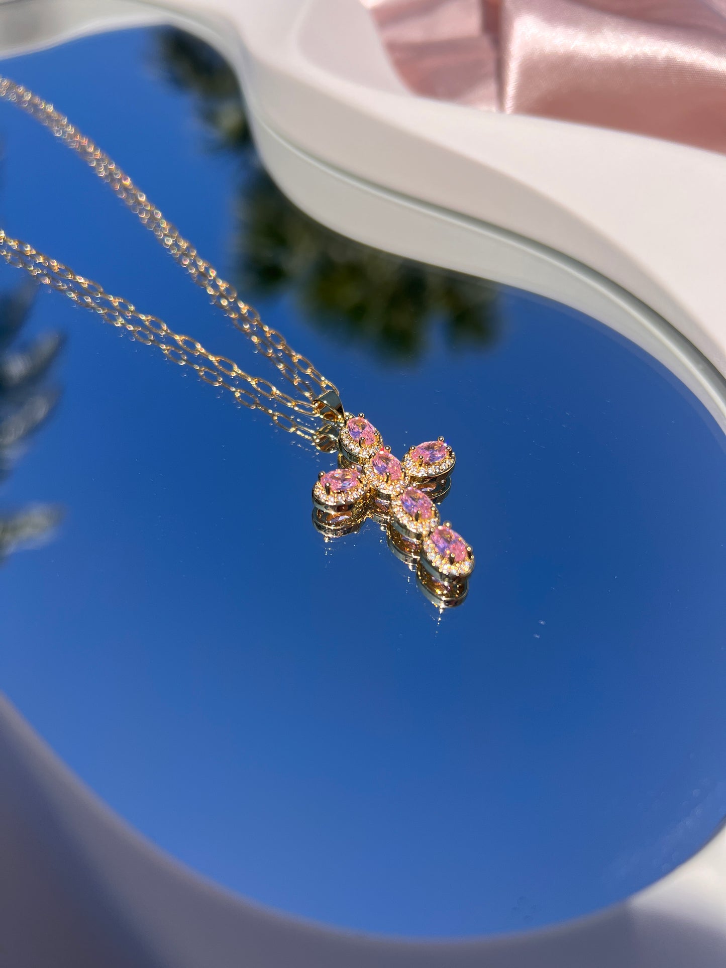 Pink Cross Necklace