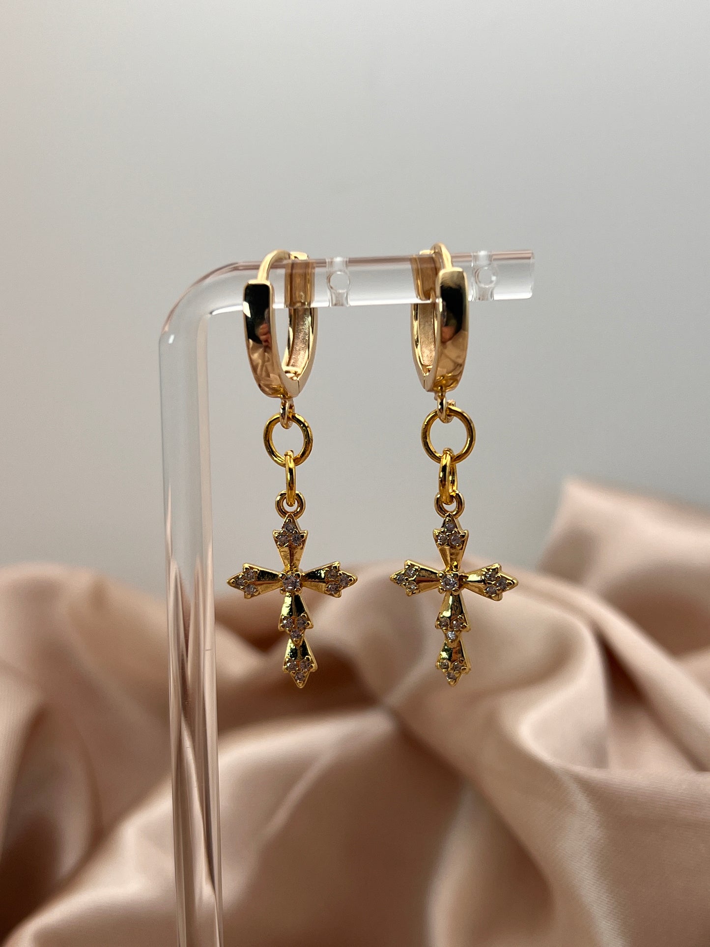 Gold Cross Earrings